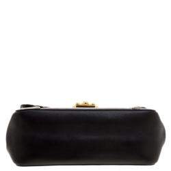 Pre Owned Chloe Black Leather Medium Elsie Ring Embellished Shoulder Bag
