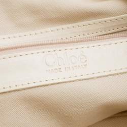 Pre Owned Chloe Beige Canvas and Leather Beads Embellished Hobo