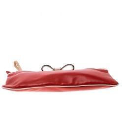 Pre Owned Chloe Red/Beige Leather Bow Clutch 