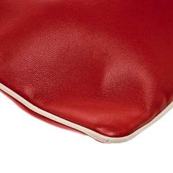 Pre Owned Chloe Red/Beige Leather Bow Clutch 