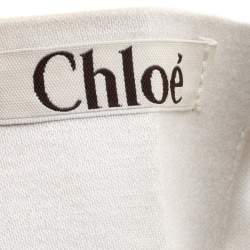 Pre Owned Chloe Off White Canvas Beaded Embellished Crescent Hobo