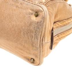 Pre Owned Chloe Gold Textured Leather Paddington Satchel