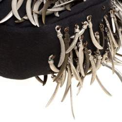 Chloe Black Canvas Embellished Crescent Hobo