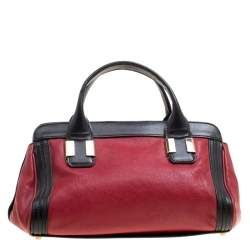 Pre Owned Chloe Black/Red Leather Small Alice Satchel