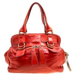 Pre Owned Chloe Red Leather Satchel