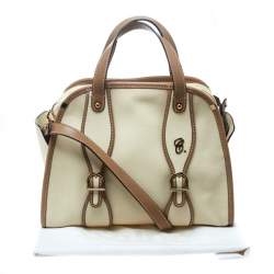 Pre Owned Chloe Beige/Brown Leather Susan Top Handle Bag