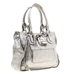 Pre Owned Chloe Silver Leather Paddington Tote