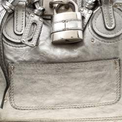 Pre Owned Chloe Silver Leather Paddington Tote