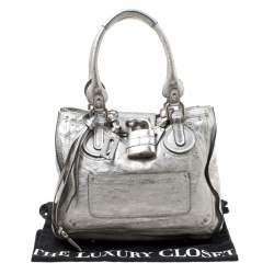 Pre Owned Chloe Silver Leather Paddington Tote