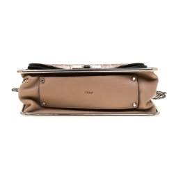 Pre Owned Chloe Beige Python Medium Sally Flap Shoulder Bag