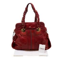 Pre Owned Chloe Red Leather Heloise Satchel