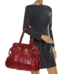 Pre Owned Chloe Red Leather Heloise Satchel