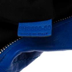 Pre Owned Chloe Blue Leather Milton Triple Chain Hobo 