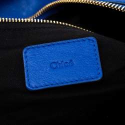 Pre Owned Chloe Blue Leather Milton Triple Chain Hobo 