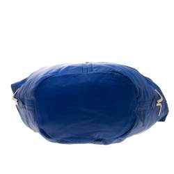 Pre Owned Chloe Blue Leather Milton Triple Chain Hobo 