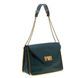 Pre Owned Chloe Green Leather Medium Sally Flap Shoulder Bag