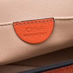 Pre Owned Chloe Coral Orange Leather Medium Elsie Shoulder Bag