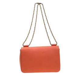 Pre Owned Chloe Coral Orange Leather Medium Elsie Shoulder Bag
