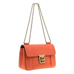 Pre Owned Chloe Coral Orange Leather Medium Elsie Shoulder Bag