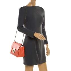 Pre Owned Chloe Coral Orange Leather Medium Elsie Shoulder Bag