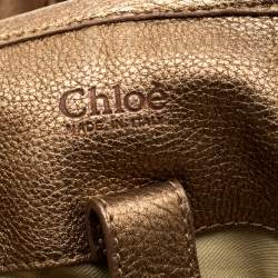 Pre Owned Chloe Metallic Gold Leather Silverado Satchel
