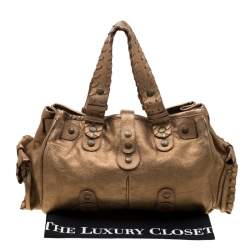 Pre Owned Chloe Metallic Gold Leather Silverado Satchel
