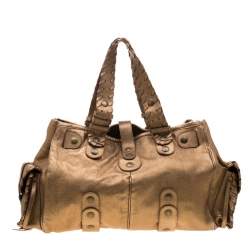 Pre Owned Chloe Metallic Gold Leather Silverado Satchel