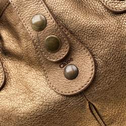 Pre Owned Chloe Metallic Gold Leather Silverado Satchel