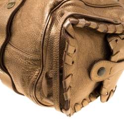Pre Owned Chloe Metallic Gold Leather Silverado Satchel