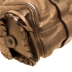 Pre Owned Chloe Metallic Gold Leather Silverado Satchel