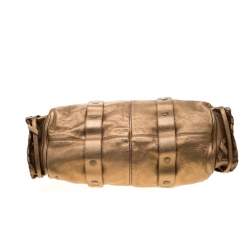 Pre Owned Chloe Metallic Gold Leather Silverado Satchel