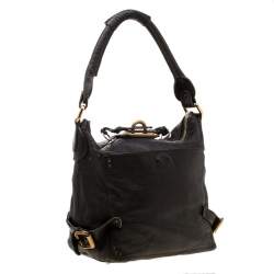 Pre Owned Chloe Deep Dark Green Leather Paddington Hobo