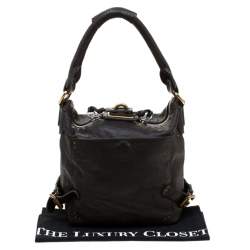 Pre Owned Chloe Deep Dark Green Leather Paddington Hobo