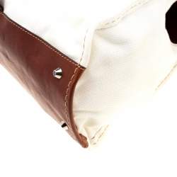 مملوكة مسبقًا Chloe Brown/Off-White Canvas and Leather Edith Shopper Tote