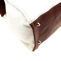 مملوكة مسبقًا Chloe Brown/Off-White Canvas and Leather Edith Shopper Tote