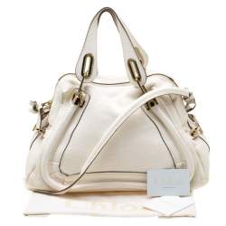 Pre Owned Chloe White Leather Medium Paraty Shoulder Bag