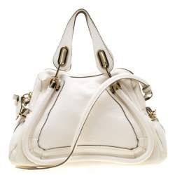 Pre Owned Chloe White Leather Medium Paraty Shoulder Bag