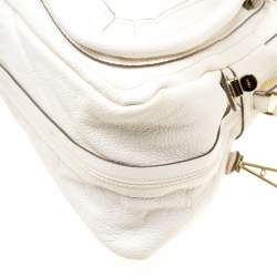 Pre Owned Chloe White Leather Medium Paraty Shoulder Bag