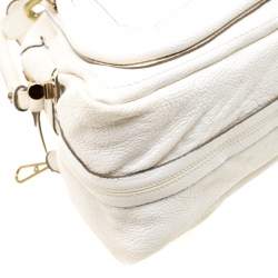 Pre Owned Chloe White Leather Medium Paraty Shoulder Bag