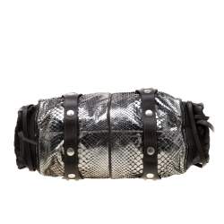 Pre Owned Chloe Metallic SIlver/Grey Python and Leather Silverado Satchel