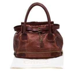 Pre Owned Chloe Cinnamon Python Leather Satchel