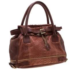Pre Owned Chloe Cinnamon Python Leather Satchel