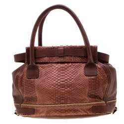 Pre Owned Chloe Cinnamon Python Leather Satchel