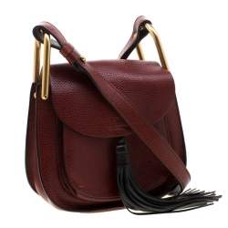 Pre Owned Chloe Maroon Leather Mini Hudson Shoulder Bag