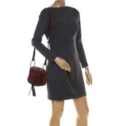 Pre Owned Chloe Maroon Leather Mini Hudson Shoulder Bag