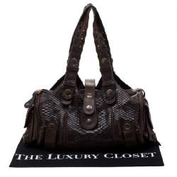Chloe Dark Brown Python and Leather Silverado Satchel