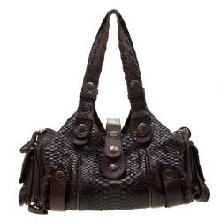 Chloe Dark Brown Python and Leather Silverado Satchel