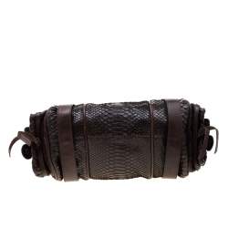 Chloe Dark Brown Python and Leather Silverado Satchel