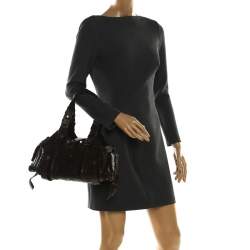 Chloe Dark Brown Python and Leather Silverado Satchel