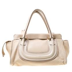 Pre Owned Chloe Beige Leather Medium Everston Satchel